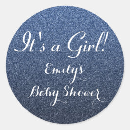 Navy Blue Glitzer Girl Baby Duschnadel Sticker