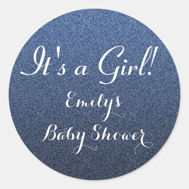 Navy Blue Glitzer Girl Baby Duschnadel Sticker (Vorderseite)