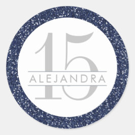 Navy Blue Glitzer Quince Años Gefallen Sticker Lab