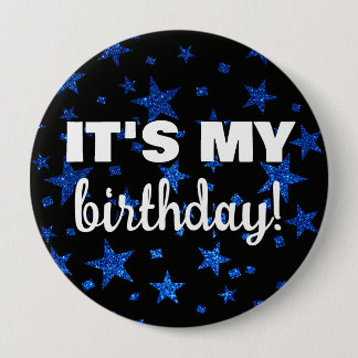 Navy Blue Glitzer Stars Confetti Es ist mein Gebur Button