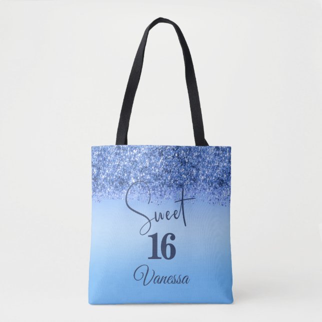 Navy Blue Glitzer Sweet 16 Geburtstag Girly Sparkl (Vorderseite)