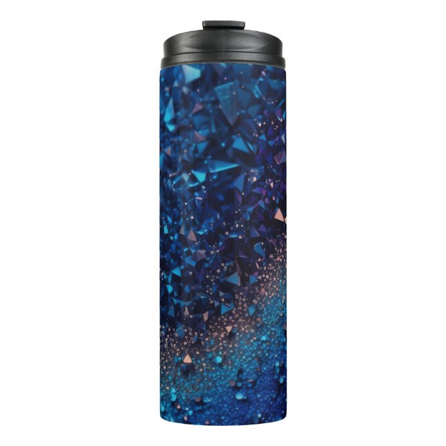 Navy Blue Glitzer Thermal Tumbler 12oz Thermosbecher (Vorderseite)