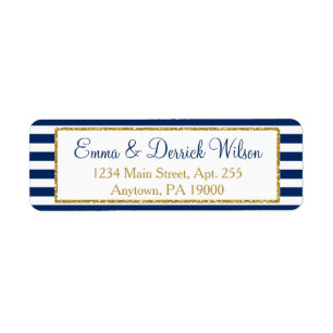 Navy Blue Gold Address Labels Elegante Dusche