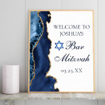 Navy Blue Gold Agate Bar Mitzvah Party Willkommen Poster<br><div class="desc">Elegantes Marineblau und Goldmedaille schmücken die Seite dieses modernen Bar Mitzvah Party Willkommensplakat. Der Name Ihres Sohnes ist in einem schönen formalen Drehbuch unter dem Stern von David geschrieben. Ideal für eine schicke,  stilvolle jüdische Familie,  die ihren Jungen feiert,  der zur Tora gerufen wird.</div>