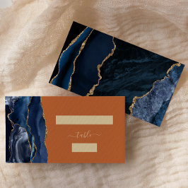 Navy Blue Gold Agate Burnt Orange Wedding Escort Platzkarte