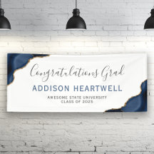 Navy Blue Gold Agate Herzlichen Glückwunsch Abschl