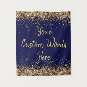 Navy Blue Gold Background Geburtstagsparty Foto St Wandteppich
