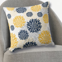 Navy Blue Gold Blume Muster