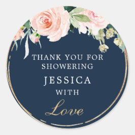 Navy Blue Gold Blush Dusche Sticker