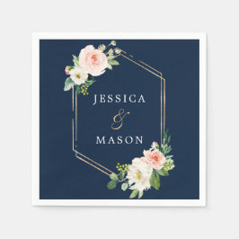 Navy Blue Gold Blush Hochzeitscocktail Napkin Serviette
