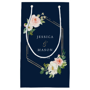 Navy Blue Gold Blush Hotel Hochzeitsgeschenktasche Kleine Geschenktüte