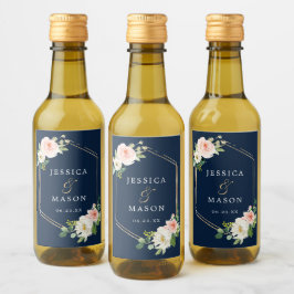 Navy Blue Gold Blush Wedding Mini Wine Labels Weinetikett