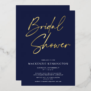 Navy Blue Gold Brautparty Folieneinladung