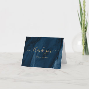Navy Blue & Gold Calligraphy Danke Karte