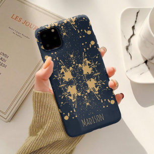 Navy Blue & Gold Celestial Muster Case-Mate iPhone 14 Hülle