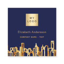 Navy Blue Gold City Skyline Modernes QL-Logo