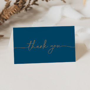 Navy Blue Gold Classic Folded Wedding Dankeskarte