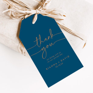 Navy Blue Gold Classic Wedding Vielen Dank Geschenkanhänger