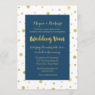 Navy Blue Gold Confetti Vow Renewal Einladung
