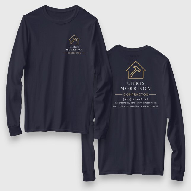Navy Blue Gold Contractor Home Repair Work T-Shirt (Von Creator hochgeladen)