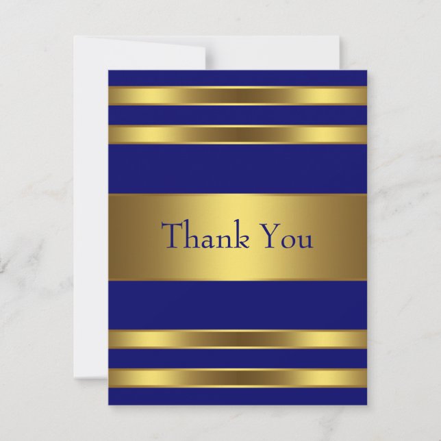 Navy Blue Gold Dankeschön Card Dankeskarte (Vorderseite)