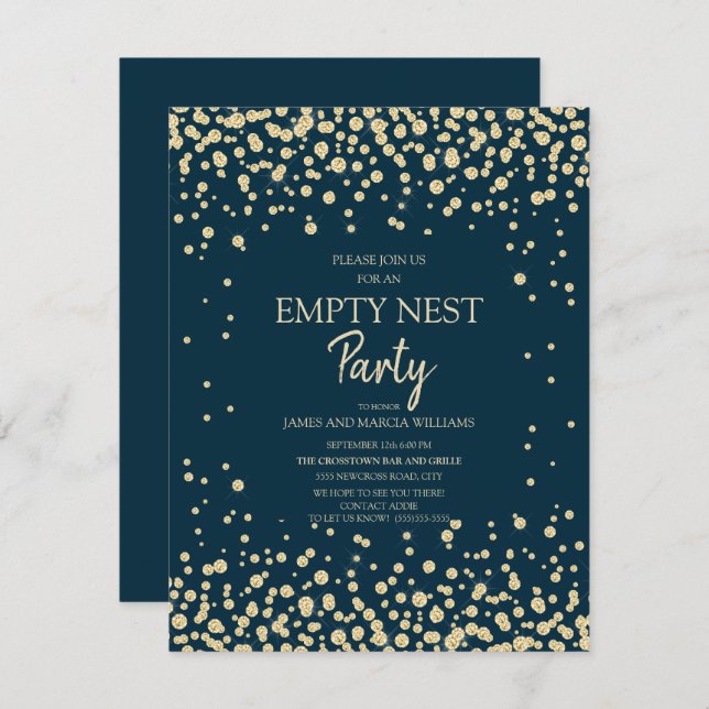 Navy Blue Gold Diamond Glitzer Empire Nest Party Karte (Vorne/Hinten)