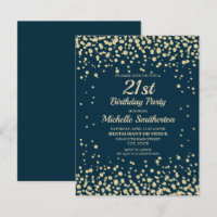 Navy Blue Gold Diamond Glitzer Frauen 21. Geburtst