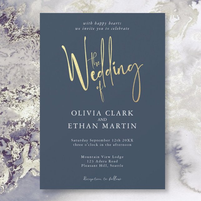 Navy Blue Gold Elegante Moderne, einfache Einladun Einladung (Von Creator hochgeladen)