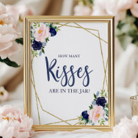 Navy Blue Gold Floral Wie viele Küsse singen