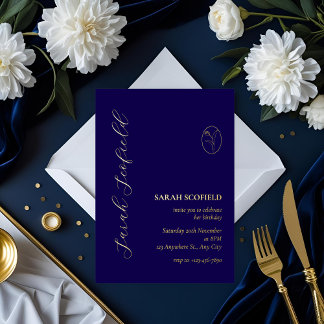 Navy Blue & Gold Foil 30. Geburtstag Einladung