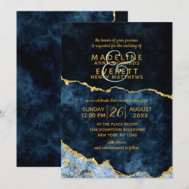 Navy Blue Gold Foil Agate Gilt Hochzeitseinladunge Einladung