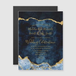 Navy Blue Gold Foil Agate Gilt Wedding Einladung