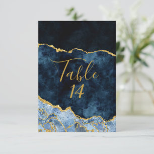 Navy Blue Gold Foil Agate Hochzeitsfeiern Tischnum Einladung