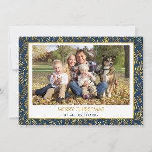Navy Blue - Gold Foil Frohe Weihnachten Foto