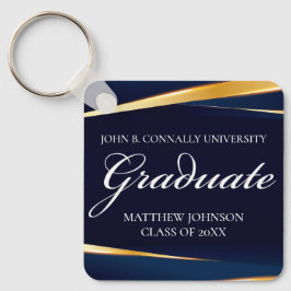 Navy Blue Gold Geometric Formal Abschluss Custom Schlüsselanhänger
