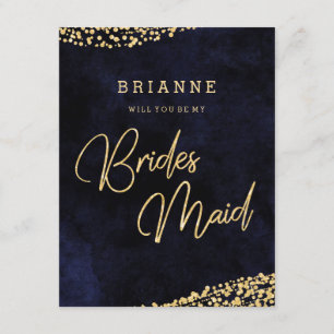 Navy Blue & Gold Glam werden Sie meine Bridesmaid Einladung