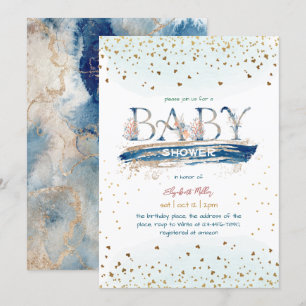 Navy Blue Gold Glitzer Baby Boy Dusche Einladung