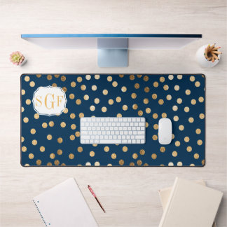 Navy Blue Gold Glitzer Dot Gemustert Schreibtischunterlage