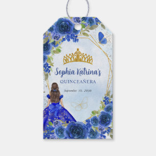 Navy Blue Gold Glitzer Floral Prinzessin Tiara Fav Geschenkanhänger