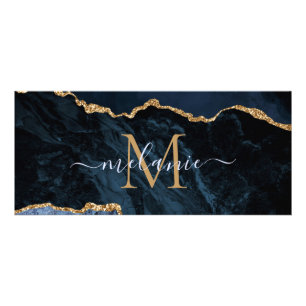 Navy Blue Gold Glitzer - Ihre Letter Name Rack Car Werbekarte