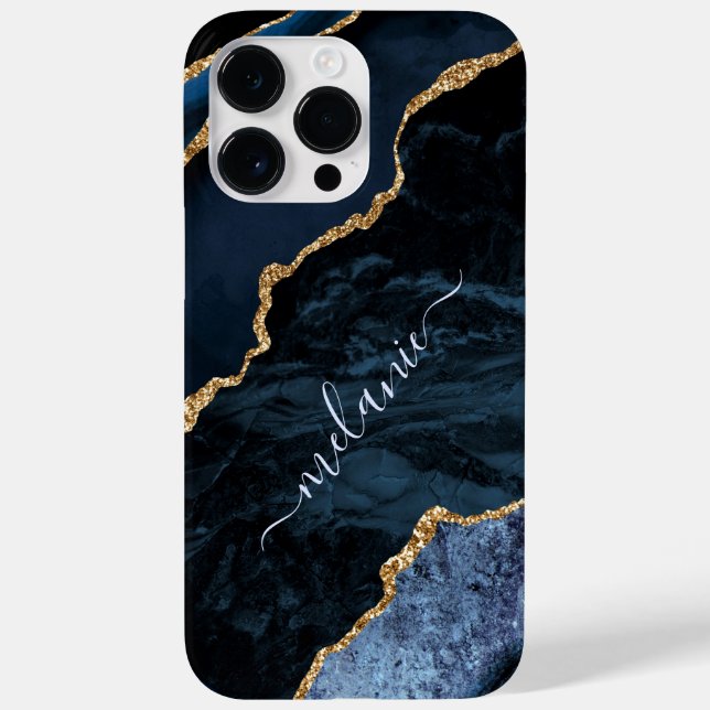 Navy Blue Gold Glitzer Individuelle Name iPhone Ca Case-Mate iPhone Hülle (Rückseite)