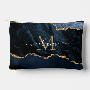 Navy Blue Gold Glitzer: Kundendefinierter Letter I Zubehörtasche