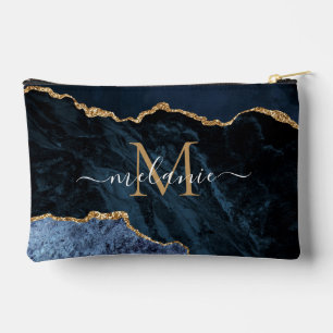 Navy Blue Gold Glitzer: Kundendefinierter Letter I Zubehörtasche
