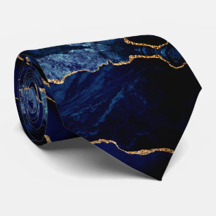 Navy Blue Gold Glitzer Marble Funkelnd Neck Tie Krawatte