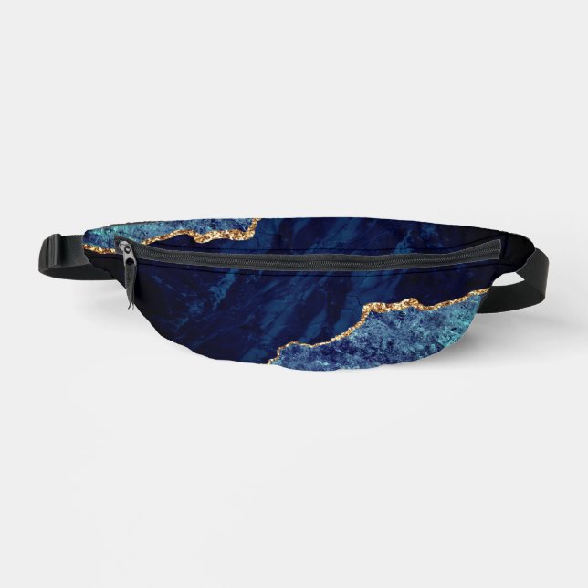 Navy Blue Gold Glitzer Sparkle Fanny Pack Bauchtasche (Vorderseite)