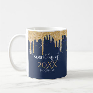 Navy Blue Gold Glitzer Tropfens High School Class Kaffeetasse