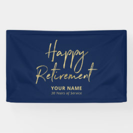 Navy Blue & Gold Happy Retirement Party Banner
