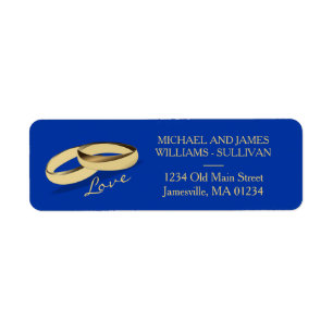 Navy Blue & Gold Hochzeitsplattform Labels für zwe