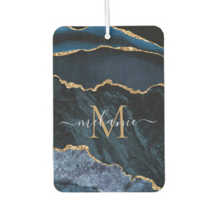 Navy Blue Gold Ihr Brief und Name Air Freshener Autolufterfrischer
