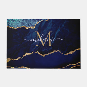 Navy Blue Gold Individuelle Name Doormat Personali Fußmatte